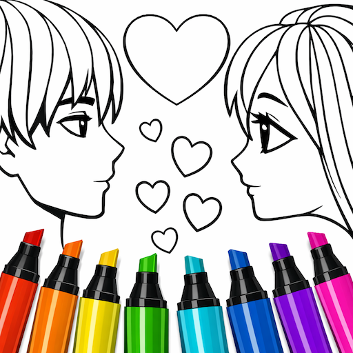 Valentines love coloring book icon